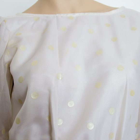 Beautiful Vintage 70s Dress Belted White white dots Wedding - Picture 8 of 14